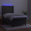 vidaXL Boxspringbett mit Matratze & LED Dunkelgrau 100x200 cm Samt