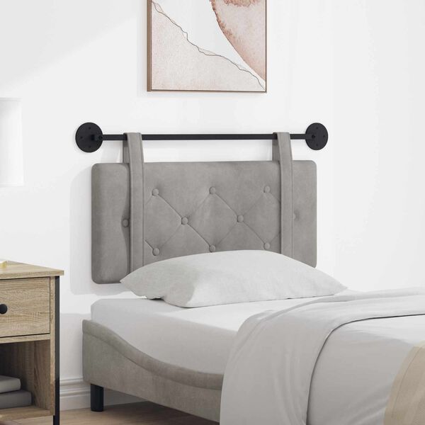 vidaXL H&auml;ngevorderseite Wandmontiert Hellgrau 90 x 55 x 5 cm Samt