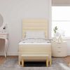 vidaXL Boxspringbett mit Matratze mit Kopfteil Creme 90 x 190 cm Stoff