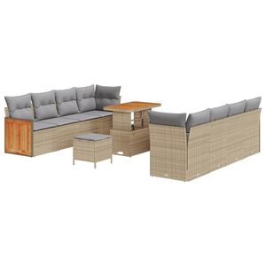 vidaXL Gartensofa-set mit Kissen 12 pcs Beige und Hellgrau Poly-Rattan