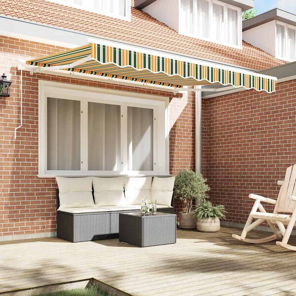 vidaXL Markisenersatzstoff Gr&uuml;n und Gelb 3,5 x 2,5 m Polyester