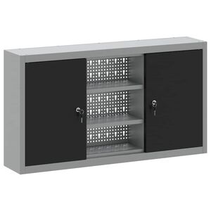 vidaXL Werkzeugschrank mit Regal Schwarz und Grau 100 x 20 x 55 cm