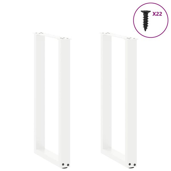 vidaXL Konsolentischbeine U-Form 2 Stk. Wei&szlig; 38x(72-73) cm Stahl