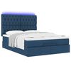 vidaXL Ottoman-Bett mit Matratze & LEDs Blau 140x200 cm Stoff