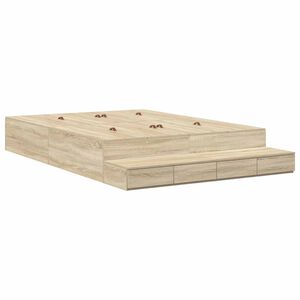 vidaXL Aufbewahrungsbettgestell Sonoma-Eiche 135 cm Holzwerkstoff
