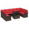 vidaXL Gartensofa-set mit Kissen mit Kissen 10 pcs Braun Poly Rattan