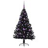 vidaXL K&uuml;nstlicher vorbeleuchteter Weihnachtsbaum Schwarz 150 cm PVC