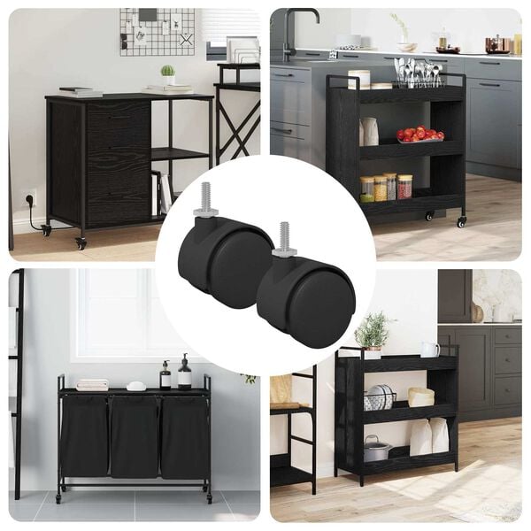 vidaXL Bockrolle 2 pcs Schwarz und Silber 37,8 x 40 mm Eisen und PP