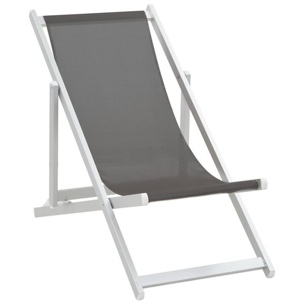 vidaXL Klappbarer Strandstuhl 2 Stk. Aluminium und Textilene Grau