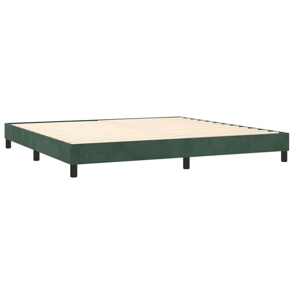 vidaXL Boxspringbett mit Matratze Dunkelgr&uuml;n 200x200 cm Samt