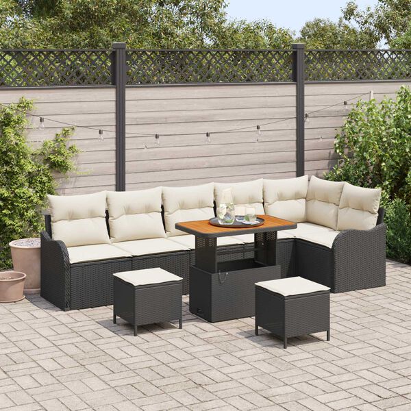 vidaXL Garten-Sofa-Set 9 pcs Schwarz Poly-Rattan