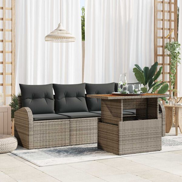 vidaXL Garten-Sofa-Set mit Kissen 5 pcs Grau