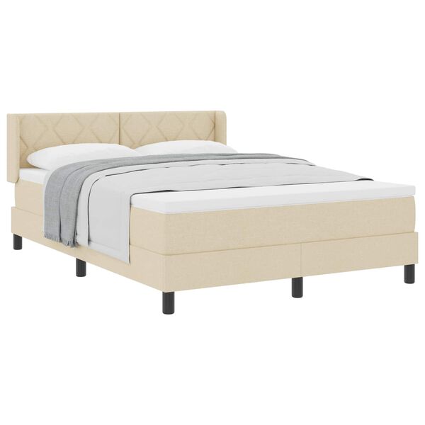 vidaXL Boxspringbett mit Matratze Creme 200 x 160 cm Stoff