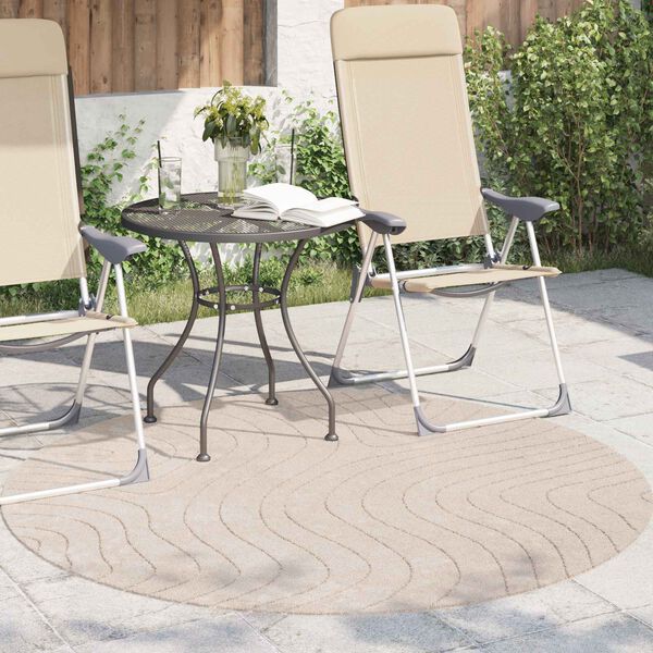 vidaXL Bereichsteppiche Rund PALMERAS Beige &Oslash; 200 CM Polyester