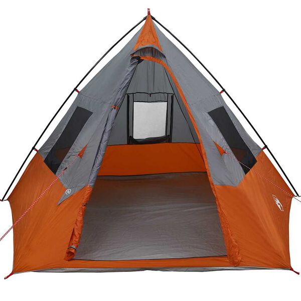 vidaXL Tipi Zelt mit Dach Grau und Orange 383 x 338 x 217 cm Taft
