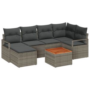 vidaXL Gartensofa-set mit Kissen 7 pcs Grau Poly-Rattan