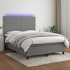 vidaXL Boxspringbett mit Matratze & LED Dunkelgrau 140x190 cm Stoff