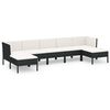 vidaXL 7-tlg. Garten-Lounge-Set mit Auflagen Poly Rattan Schwarz