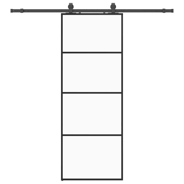 vidaXL Schiebetür mit Beschlag Schwarz 76x205 cm ESG-Glas
