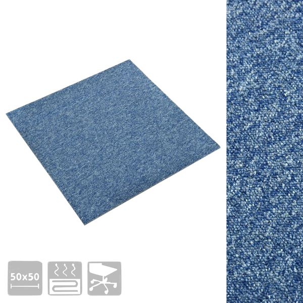 vidaXL Teppichfliesen 20 Stk. 5 m² 50x50 cm Blau