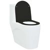 vidaXL Schnellverschluss-WC-Sitz Schwarz 44 x 36,4 x 3,4 cm Duroplast
