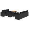 vidaXL Gartensofa-set mit Kissen mit Kissen 10 pcs Schwarz Poly Rattan