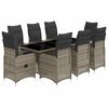 vidaXL 9-tlg. Garten-Bistro-Set mit Kissen Grau Poly Rattan