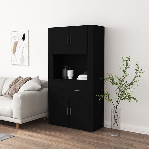 vidaXL Highboard Schwarz Holzwerkstoff