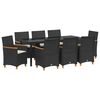 vidaXL Garten Essgruppe 9 pcs Schwarz Poly-Rattan