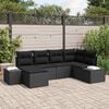 vidaXL Garten-Sofa-Set mit Kissen 6 pcs Schwarz Poly-Rattan