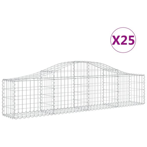 vidaXL Gabionen mit Hochbogen 25 Stk. 200x30x40/60 cm Verzinktes Eisen