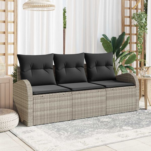 vidaXL Gartensofa-set Hellgrau Poly-Rattan