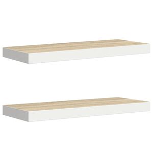 vidaXL Schweberegale 2 Stk. Eichen-Optik und Wei&szlig; 60x23,5x3,8 cm MDF