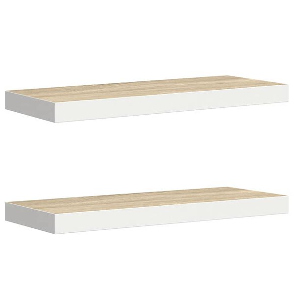 vidaXL Schweberegale 2 Stk. Eichen-Optik und Wei&szlig; 60x23,5x3,8 cm MDF
