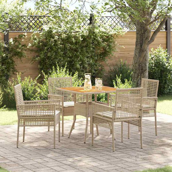 vidaXL Garten Essgruppe 5 pcs Beige Poly-Rattan