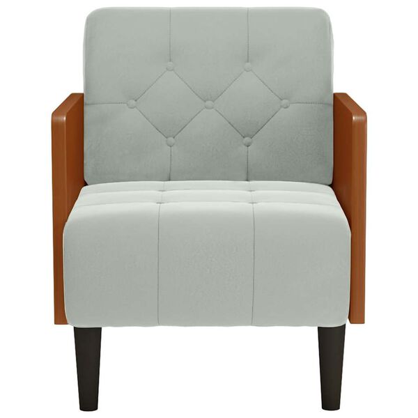 vidaXL Sessel mit Armlehnen Hellgrau 55 cm Samt