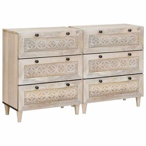 vidaXL Sideboard 2 pcs Wei&szlig; 120 x 33,5 x 75 cm massives Mangoholz