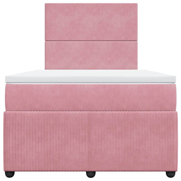 vidaXL Boxspringbett mit Matratze Rosa 120x200 cm Samt