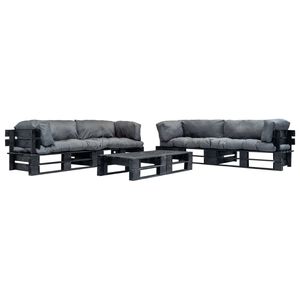 vidaXL 6-tlg. Garten-Lounge-Set aus Paletten mit Grauen Kissen Holz