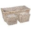 vidaXL Blumentopfkorb mit Speicher 3 pcs Grau Kubu Rattan