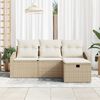 vidaXL Sofa Set mit Kissen mit Speicher 4 pcs Beige Poly-Rattan