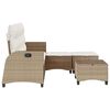 vidaXL 3-tlg. Garten-Sofagarnitur mit Kissen L-Form Beige Poly Rattan