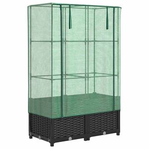 vidaXL Hochbeet mit Gew&auml;chshaus-Aufsatz Rattan-Optik 80x40x138 cm
