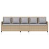 vidaXL Gartensofa 5-Sitzer mit Kissen Beige Poly Rattan