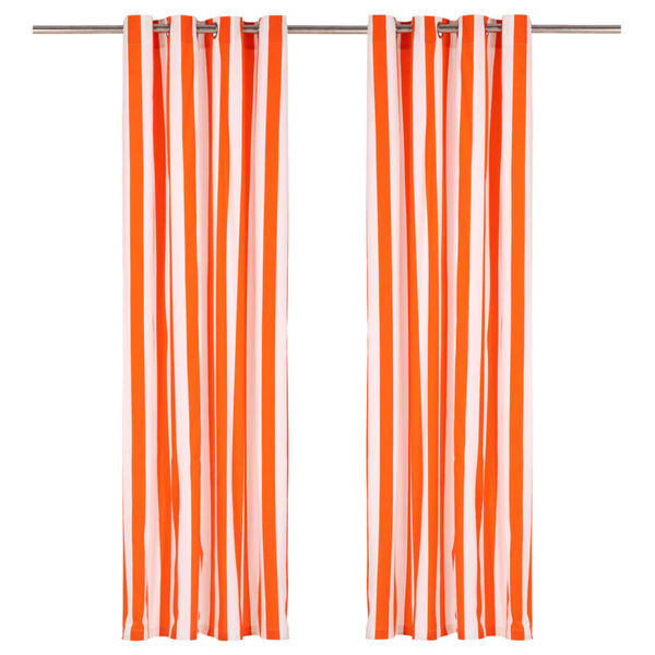 vidaXL Vorh&auml;nge mit Metall&ouml;sen 2 Stk. Stoff 140x245cm Orange Streifen