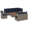 vidaXL 9-teiliges Gartensofa-Set mit Kissen, grau, Polyrattan