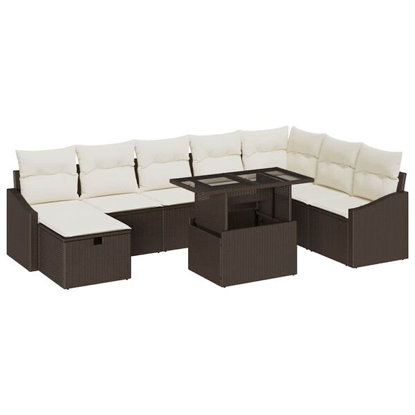 vidaXL Garten-Sofa-Set 9 pcs Braun Poly-Rattan
