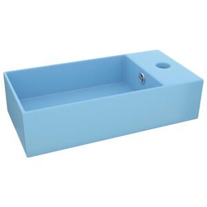 vidaXL Badezimmer-Waschbecken mit &Uuml;berlauf Keramik Hellblau