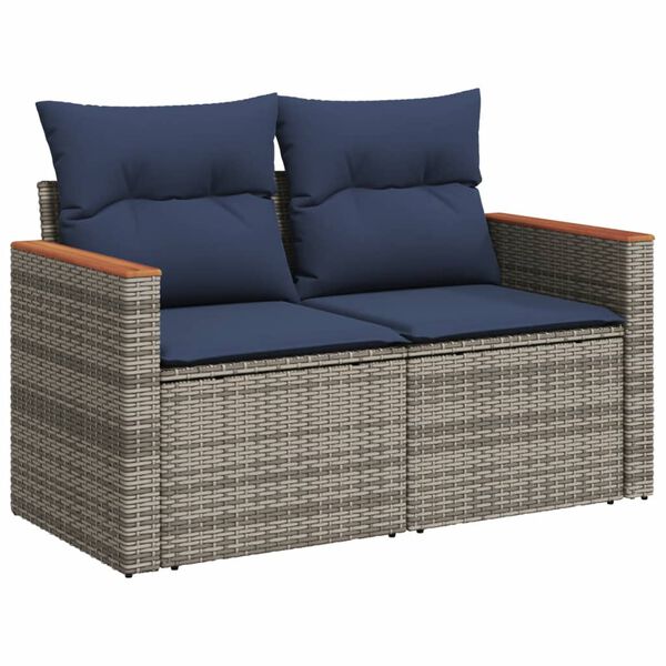 vidaXL 6-teiliges Gartensofa-Set mit Kissen, grau, Polyrattan