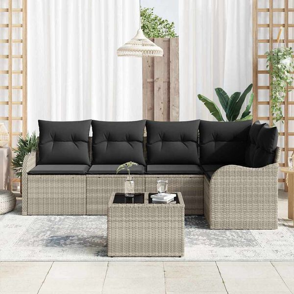 vidaXL Gartensofa-set 6 pcs Hellgrau Poly-Rattan